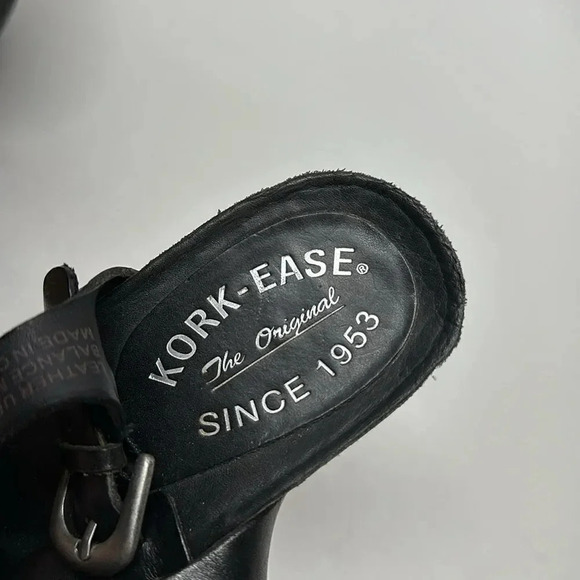 Kork-Ease Strappy Heeled Platform Sandals T-Strap Black Leather Size 36 6 - Picture 7 of 11